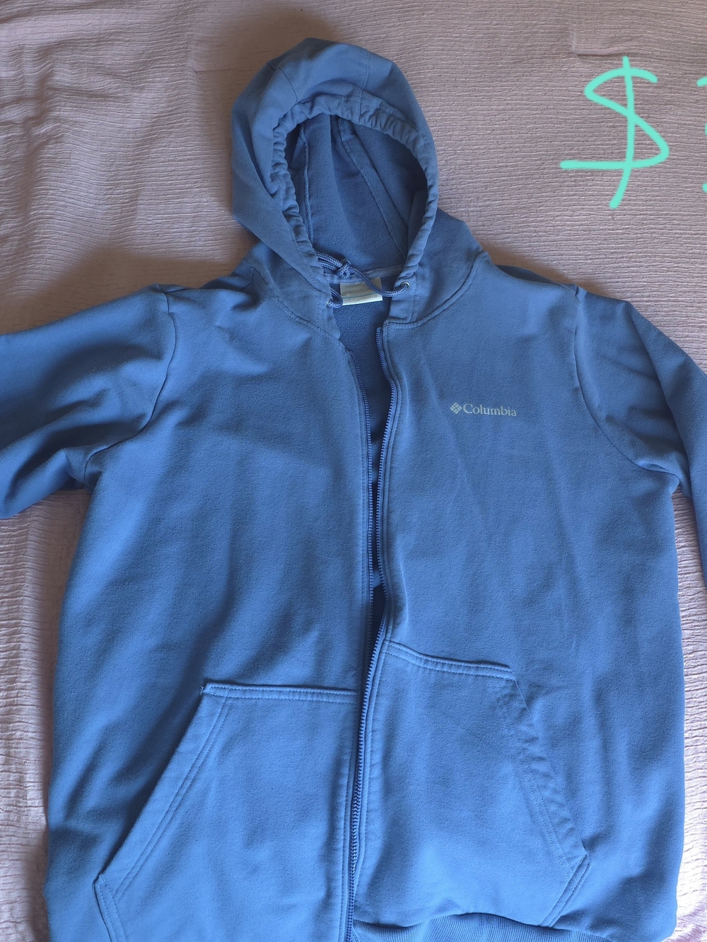 Columbia Light Blue Womans Hooded Zip Fleece